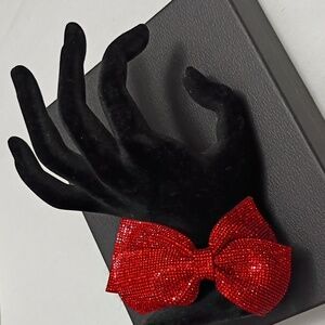 Betsey Johnson Betsey's Bows Red Crystal Bow Hinged Bangle  Bracelet